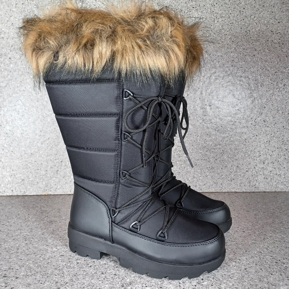 Torrid Wide Calf Winter Fur Black Boots Size 6 Shoes